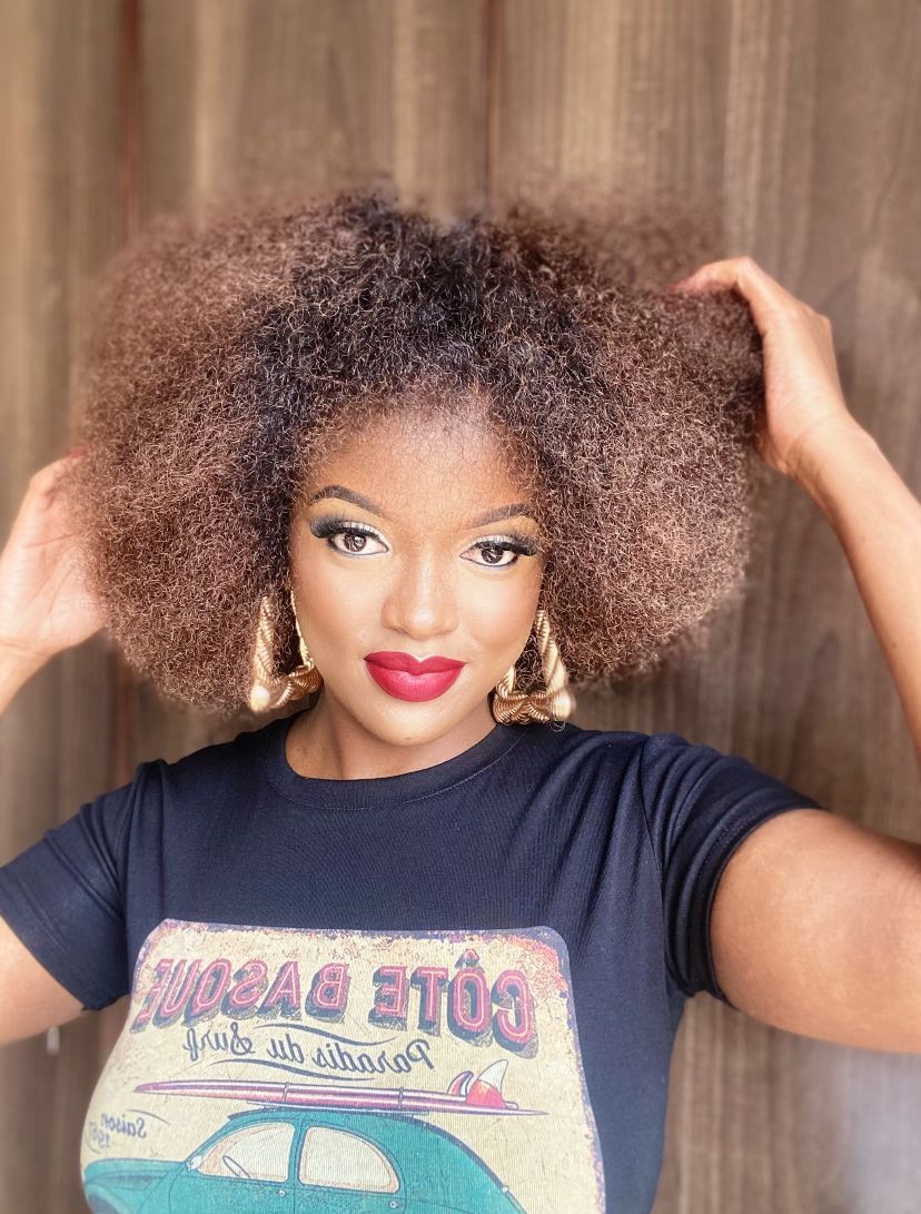 Kinky Curly Lace Front Human Hair Wig - Color 1/30