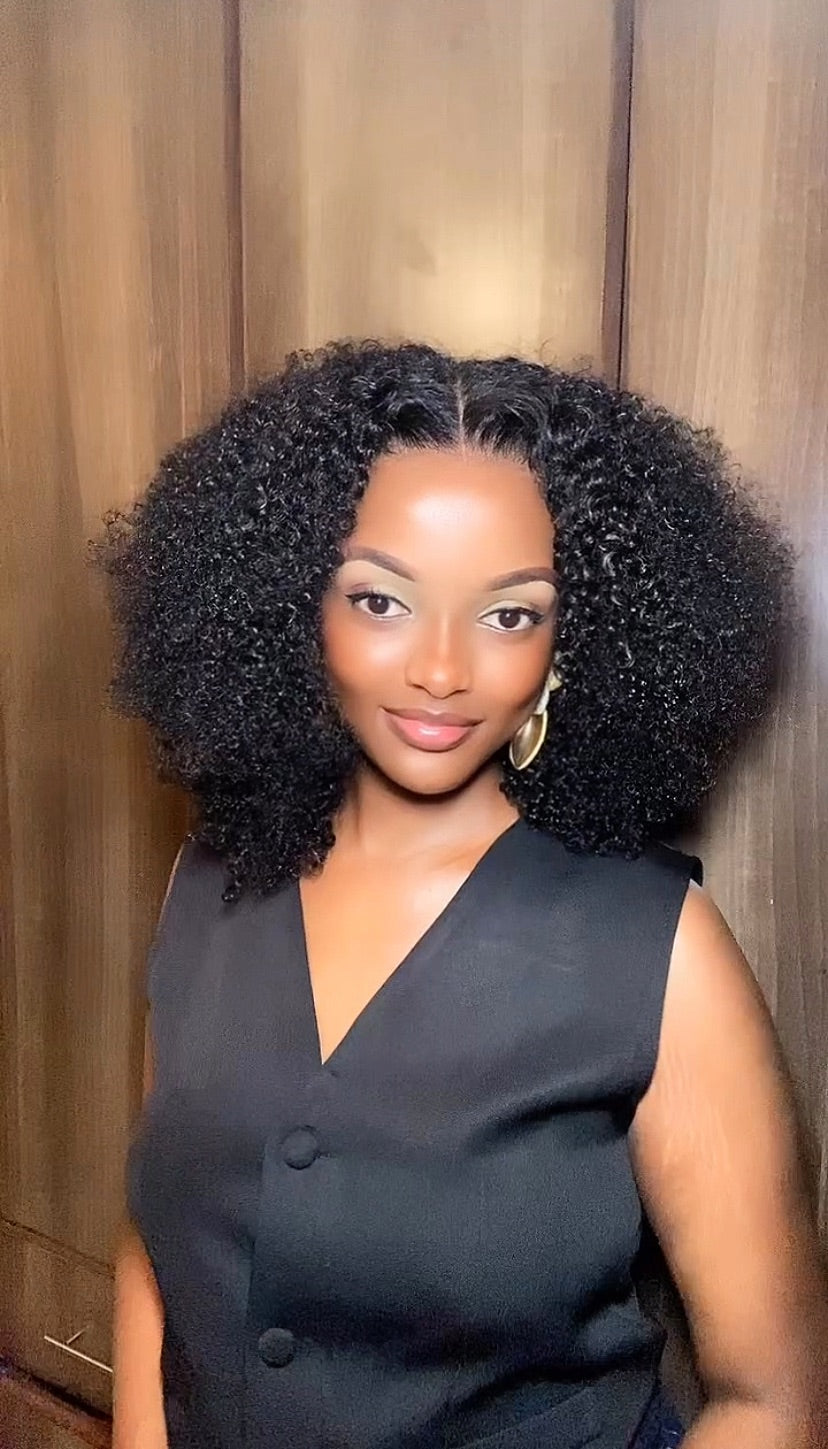 18 Inch Kinky Curly super double drawn lace front wig
