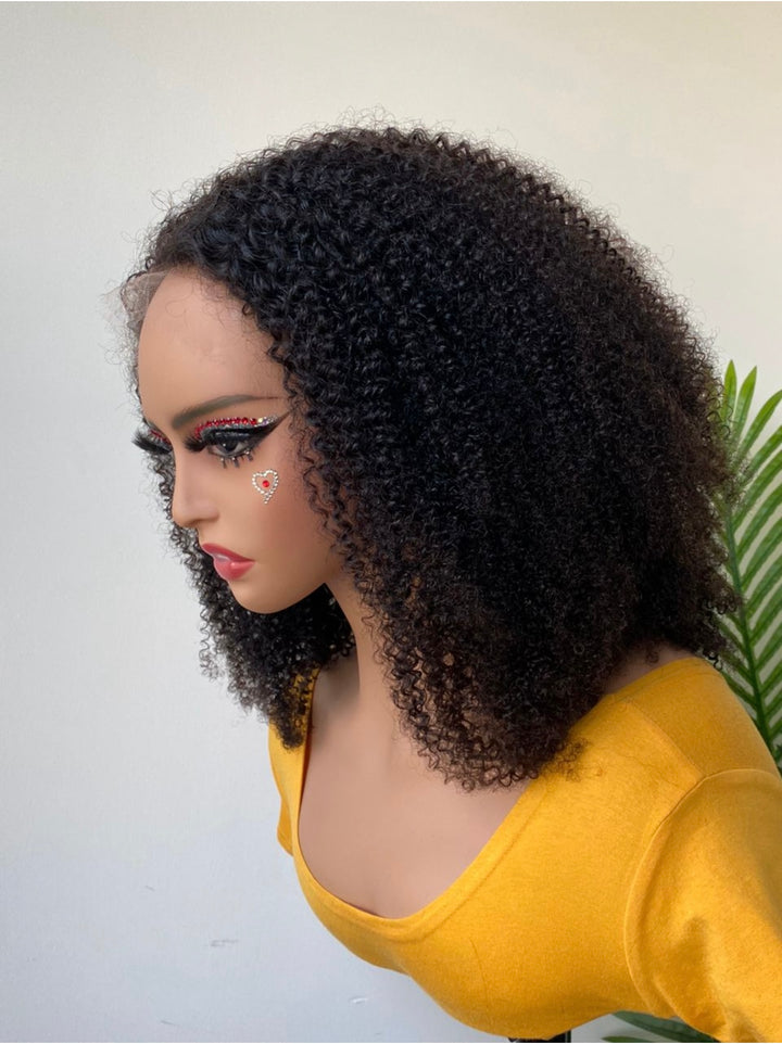 18 Inch HD lace kinky curly human hair wig