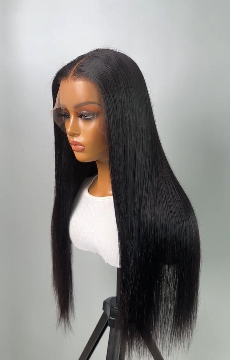 26 Inch Full Frontal Straight Wig – 100% Human Hair Transparent Lace Frontal Wig | Sleek Bone Straight Hair