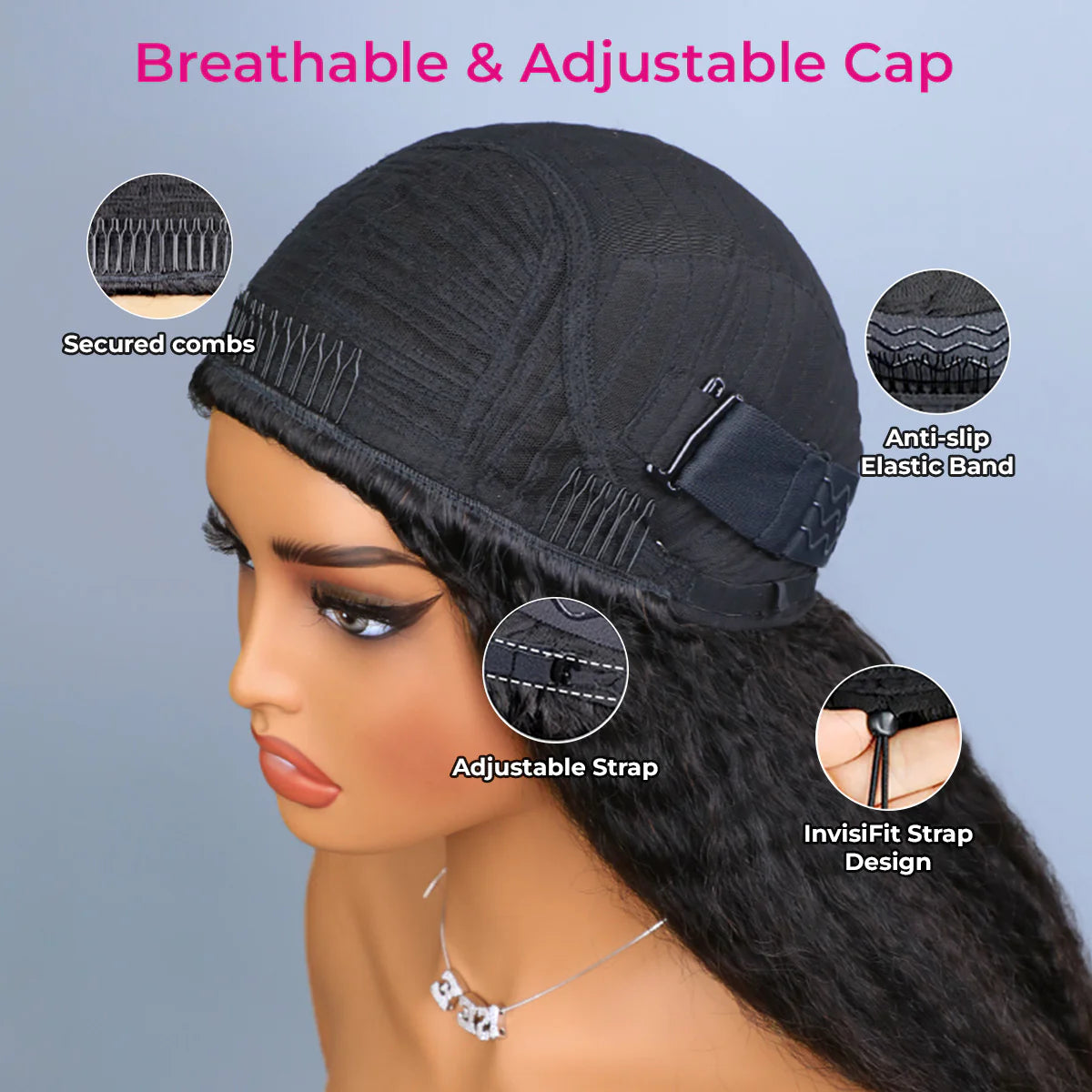 16 inch half wig Kinky straight human hair wig