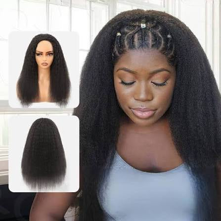 16 inch half wig Kinky straight human hair wig