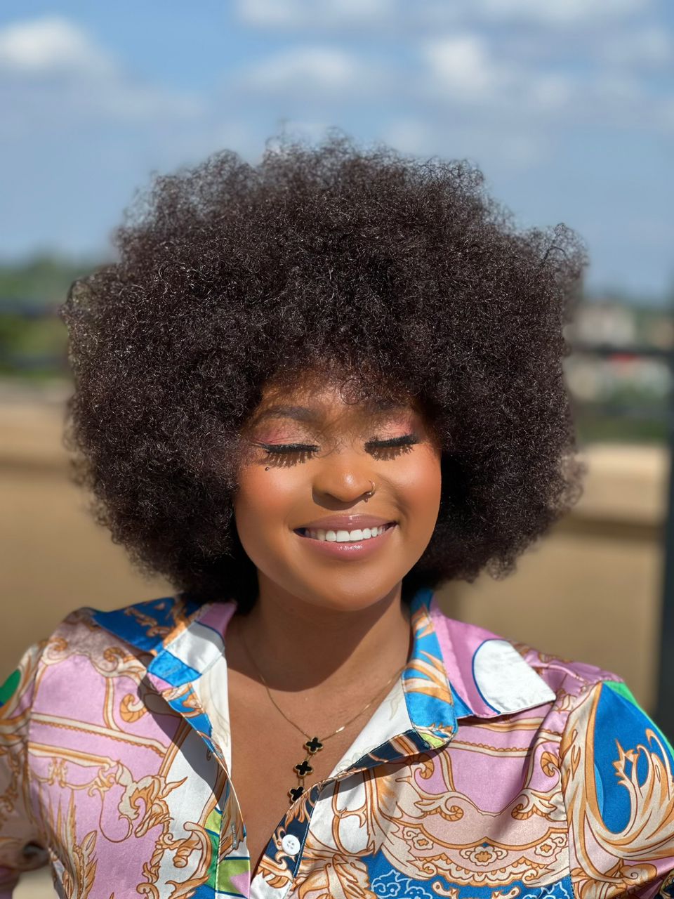 Afro wig  13 by 4 frontal  Black (natural) with lace