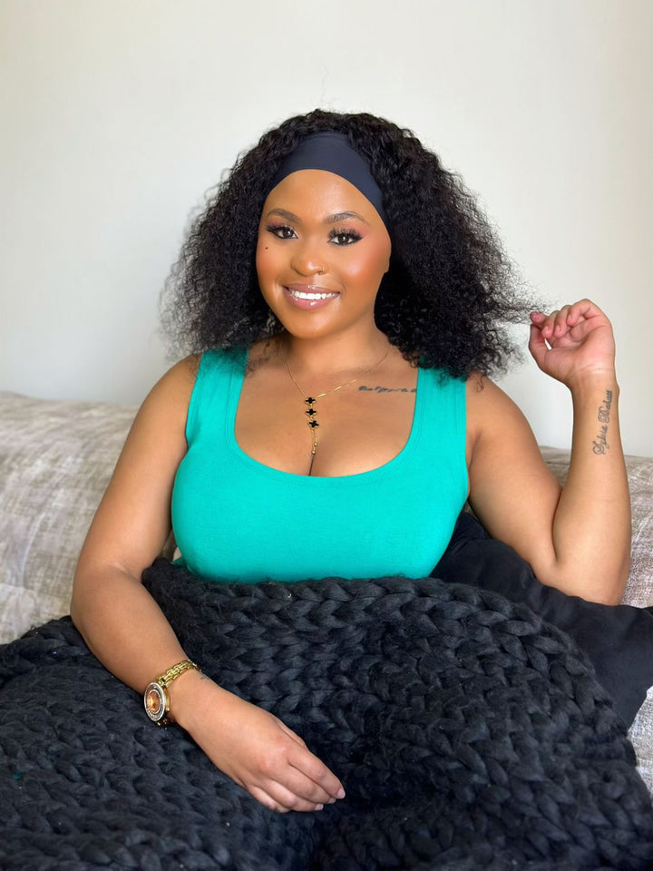 Kinky straight headband Human hair wig