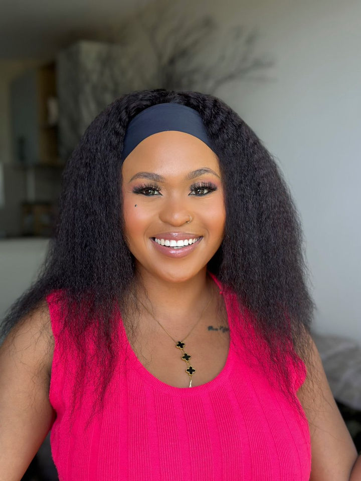 Kinky straight headband Human hair wig