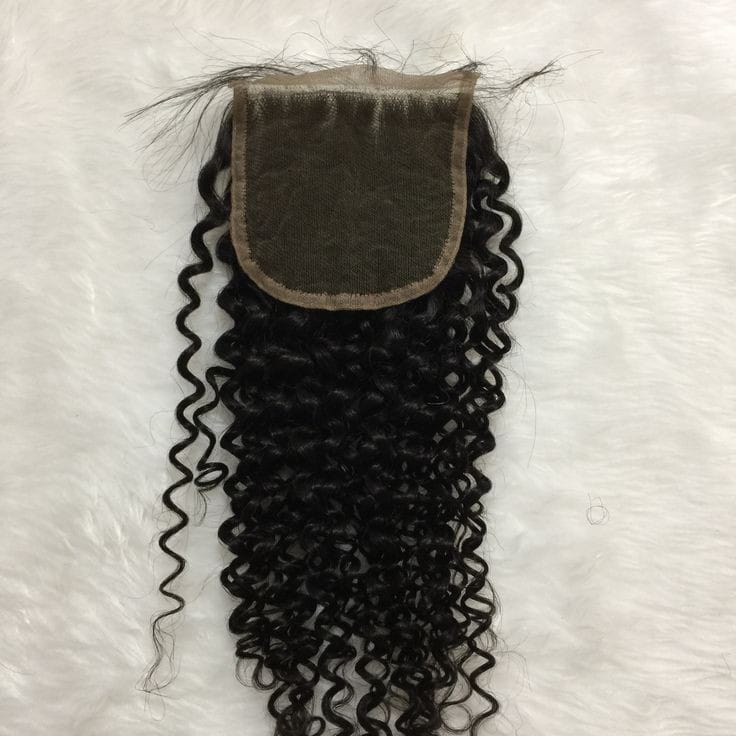 Lace closure kinky curly human hair glueless