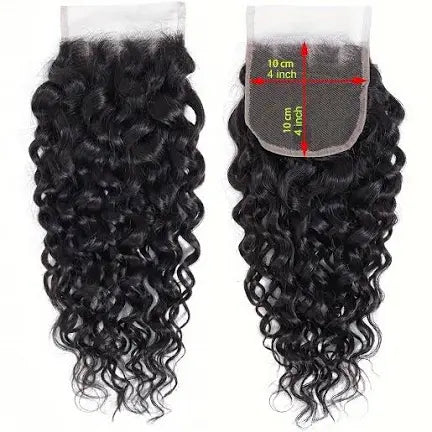 Water wave human hair closure