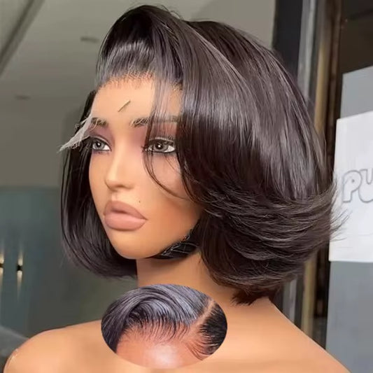 6 inch Double drawn bob wig