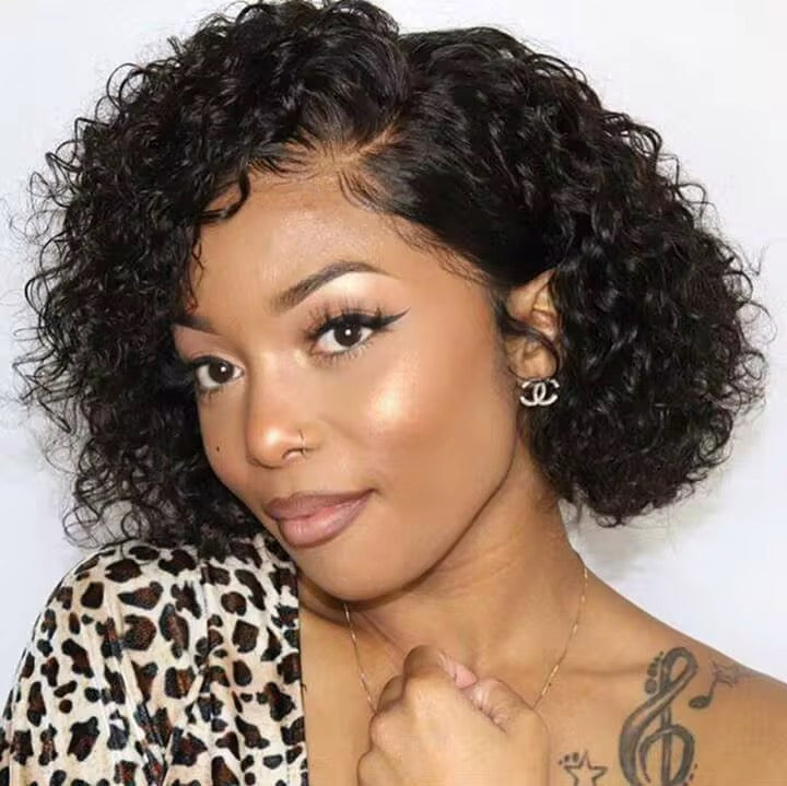 8 Inch Water Wave Human hair lace front wig