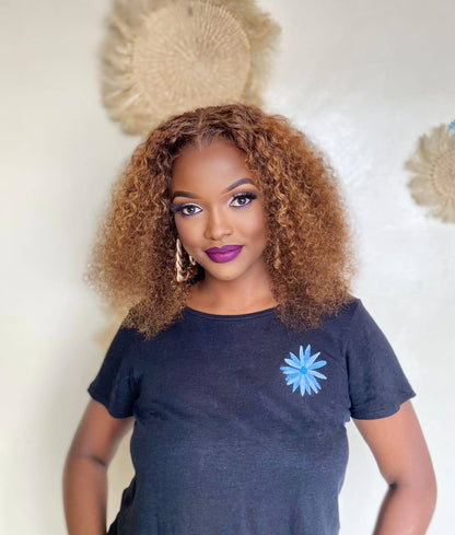 16 inches Water Wave Human Hair Wig .Glueless frontal