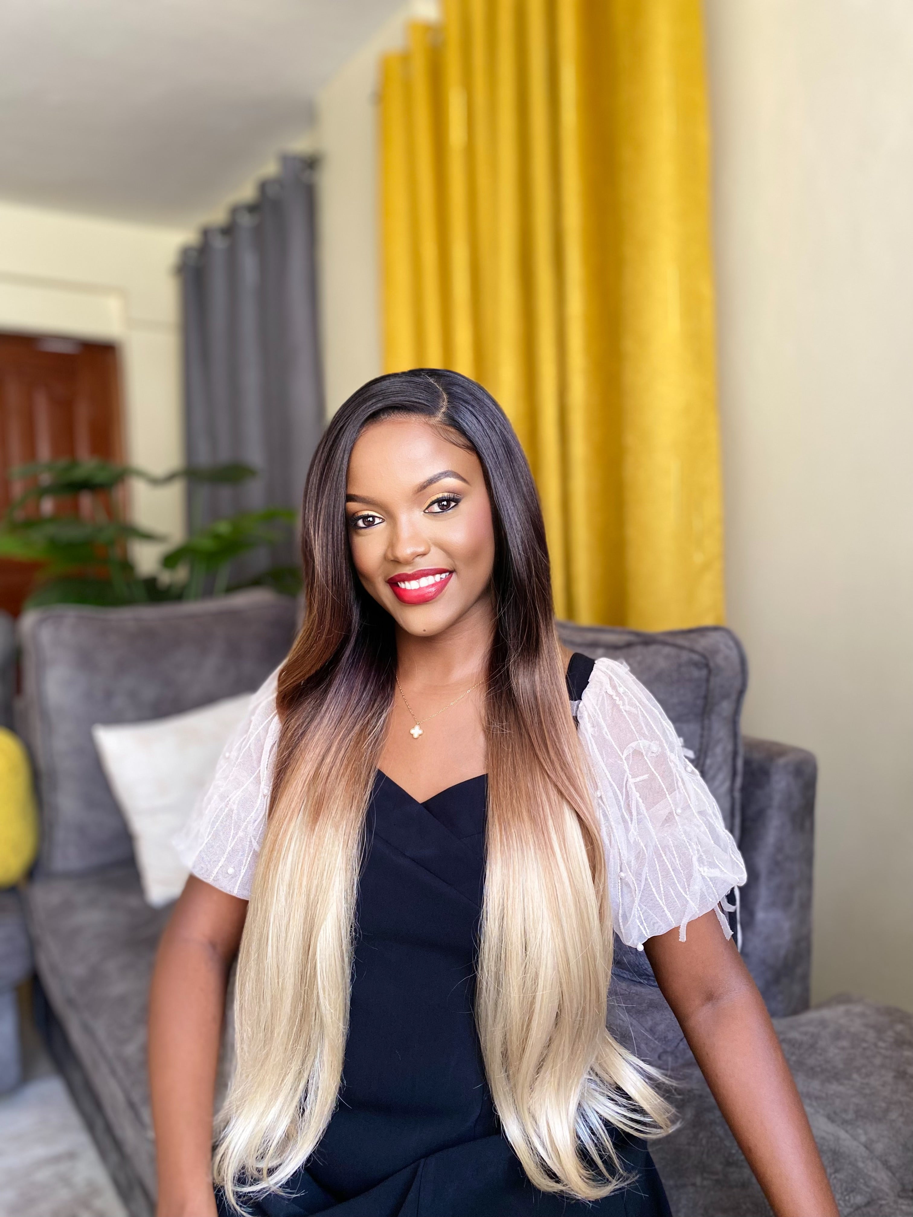 30 inch Bone straight Ombre High Fibre Lacefront wig