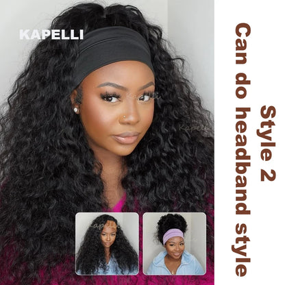 Half Wig Human Hair Kinky Curly Glueless Wig Human Hair Ready to Wear 3 IN 1 Half Wig With Drawstring 250 Density Curly Half Wig