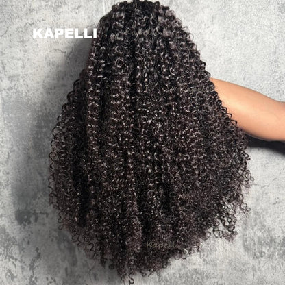 Half Wig Human Hair Kinky Curly Glueless Wig Human Hair Ready to Wear 3 IN 1 Half Wig With Drawstring 250 Density Curly Half Wig