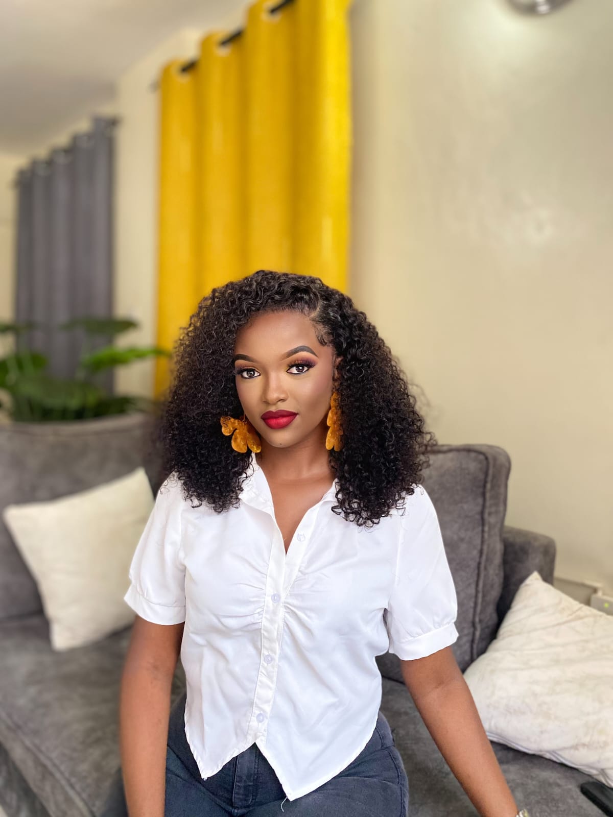 20-inch kinky curly lacefront human hair wig