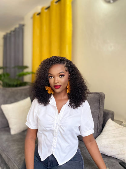 20-inch kinky curly lacefront human hair wig