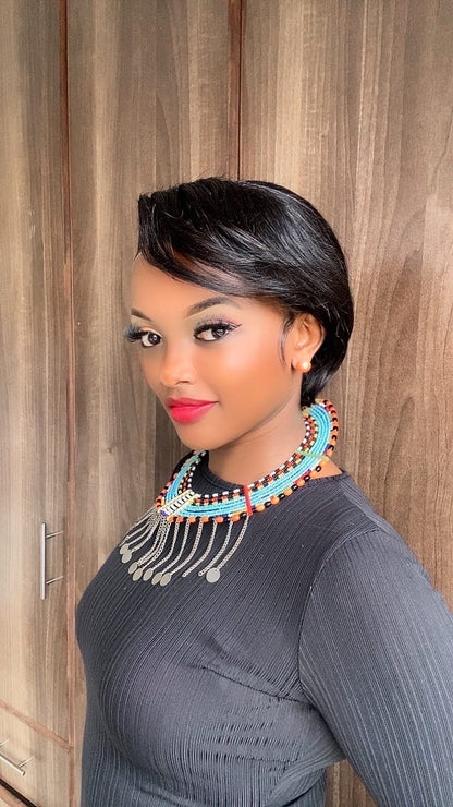 Black 6” Short Pixie Cut Lace Frontal Wig (13x4, Glueless)