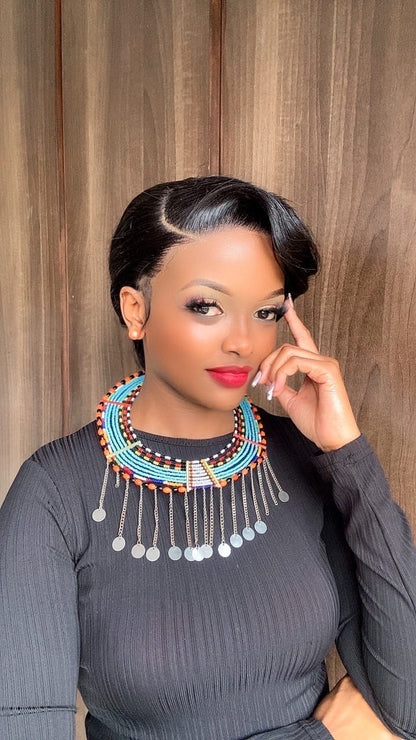 Black 6” Short Pixie Cut Lace Frontal Wig (13x4, Glueless)