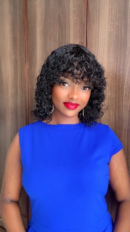 14" Fringe luxury curl's human hair wig