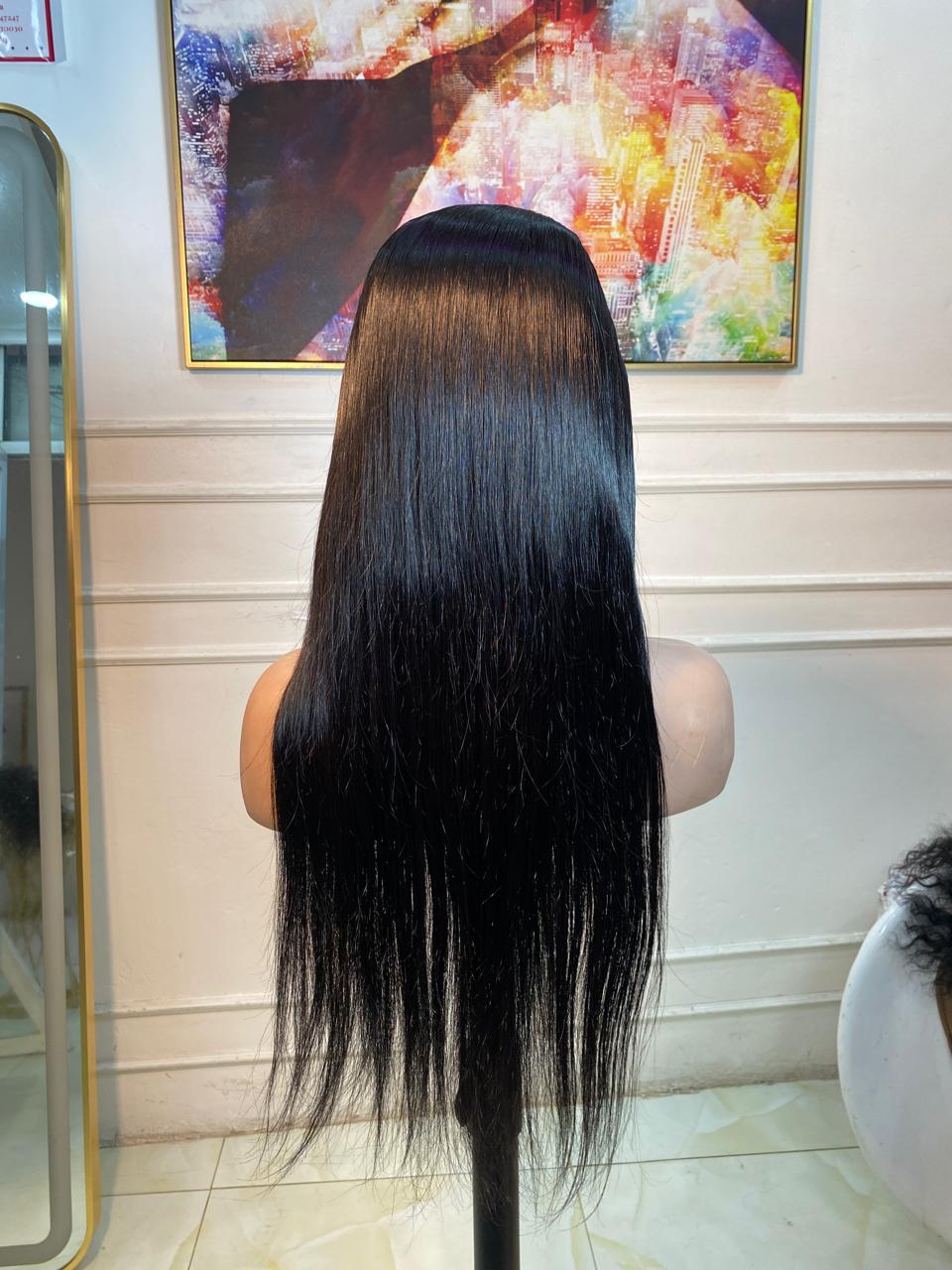 26 Inch Full Frontal Straight Wig – 100% Human Hair Transparent Lace Frontal Wig | Sleek Bone Straight Hair