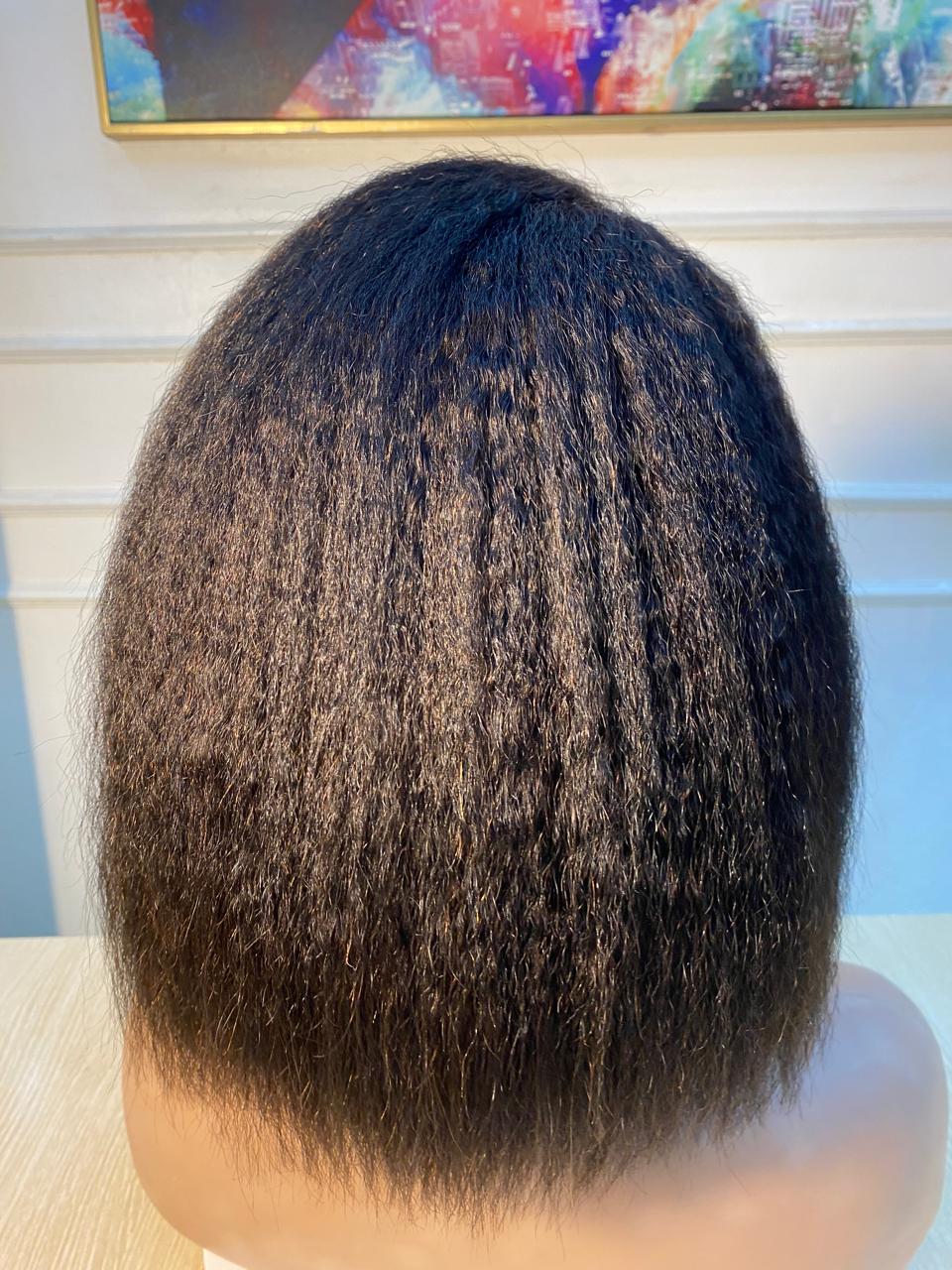 12” Kinky Straight Lace Front Human Hair Wig ✨