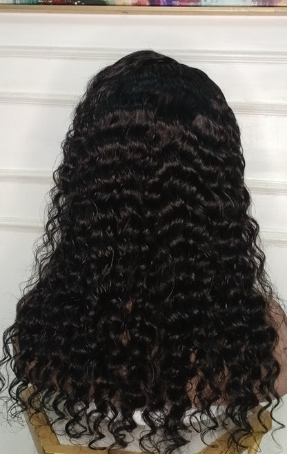 20- inch deep wave lacefront human hair wig