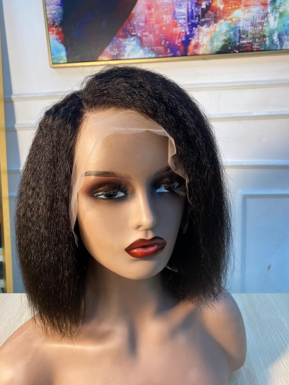 12” Kinky Straight Lace Front Human Hair Wig ✨