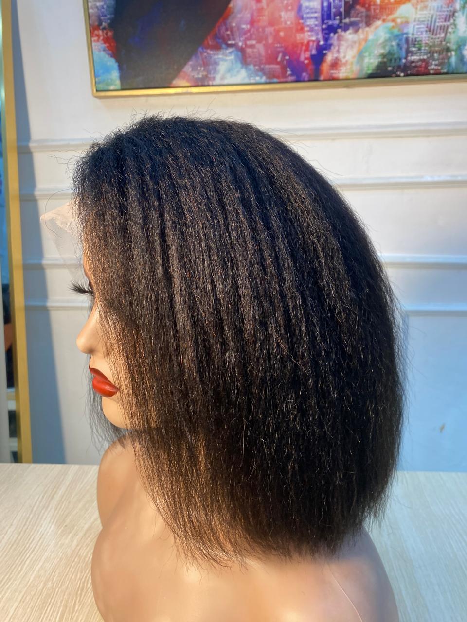 12” Kinky Straight Lace Front Human Hair Wig ✨
