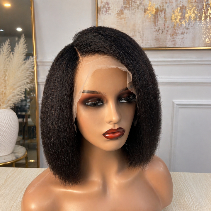 12” Kinky Straight Lace Front Human Hair Wig ✨