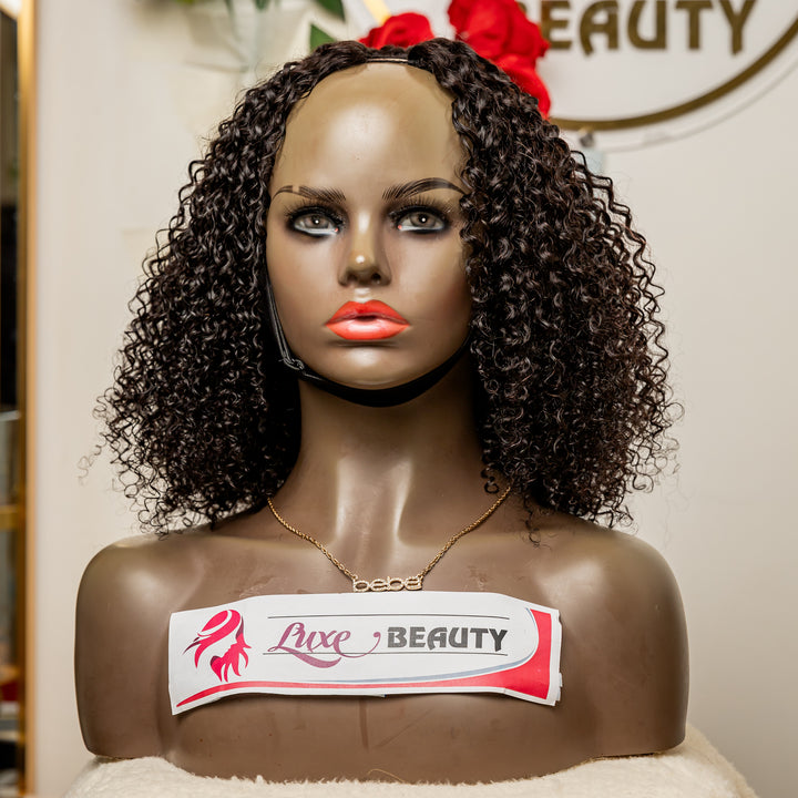 16 inch V-Part kinky curly human hair wig