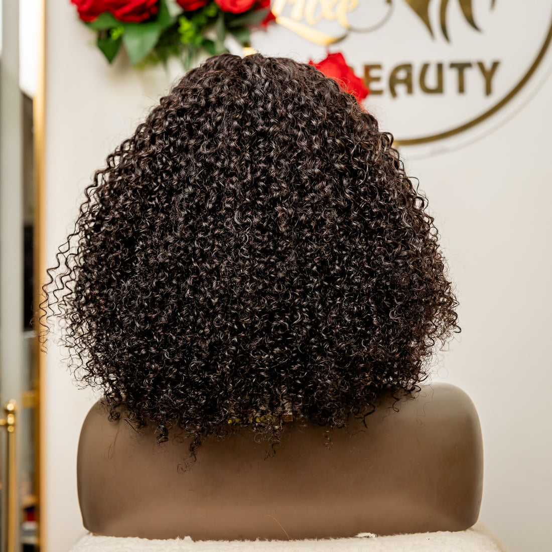 16 inch V-Part kinky curly human hair wig