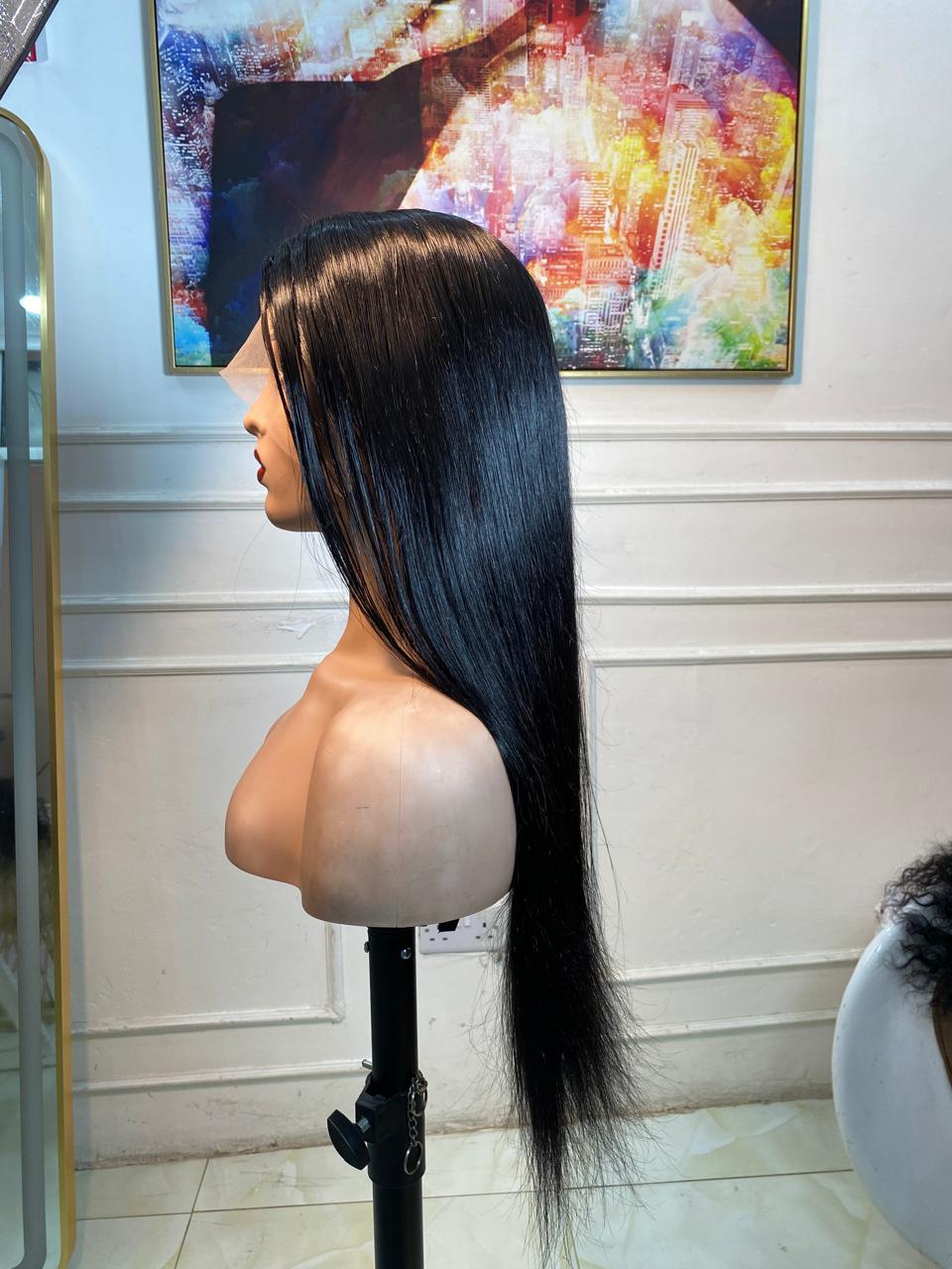 26 Inch Full Frontal Straight Wig – 100% Human Hair Transparent Lace Frontal Wig | Sleek Bone Straight Hair